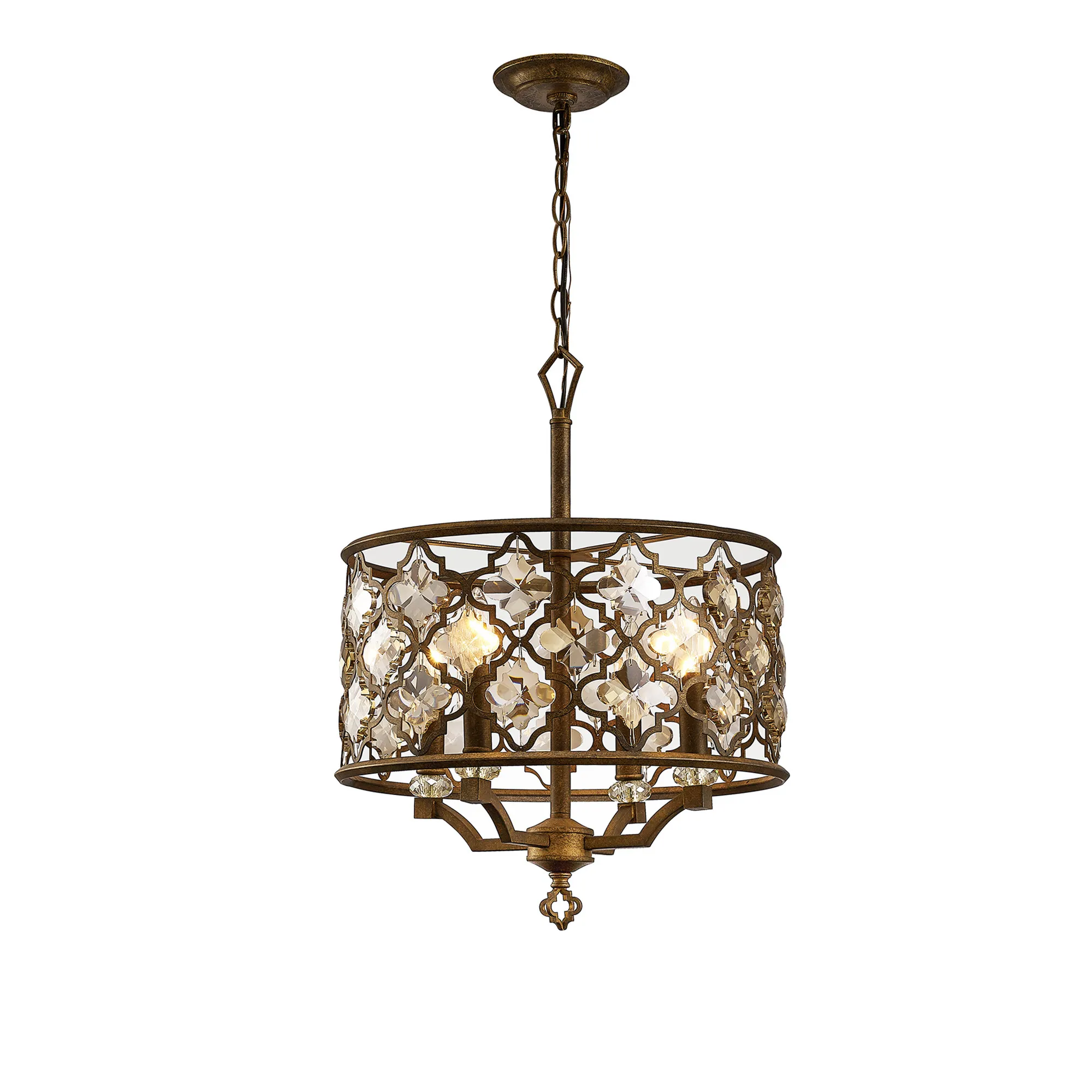 Indie Crystal Ceiling Lights Diyas Ringed & Square Crystal Fittings